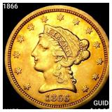 1866 $2.50 Gold Quarter Eagle CLOSELY UNCIRCULATED