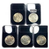 [5 Coins] 1922 Silver Peace Dollar