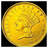 1857 Gold $1 Indian Head Type 3 CHOICE AU
