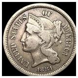 1881 Nickel Three-Cent Piece NEARLY  UNCIRCULATED