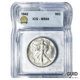 1942 Walking Liberty Half Dollar ICG MS65