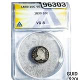 1830 Capped Bust Dime ANACS VG8