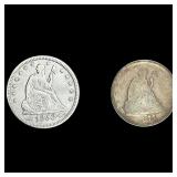 [2 Coins] 1853-1875 Seated Liberty Quarter