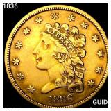 1836 $2.50 Gold Quarter Eagle CHOICE AU