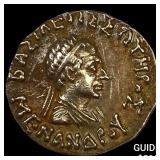 Greek Menander I Soter 155-130 BC Silver Drachm