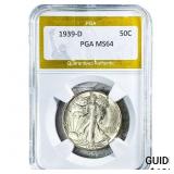 1939-D Walking Liberty Half Dollar PGA MS64