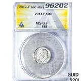 2014 Roosevelt Dime ANACS MS67 FSB