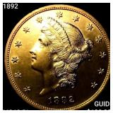 1892 $20 Gold Double Eagle UNCIRCULATED PL