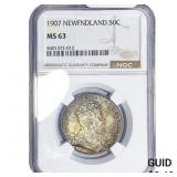 1907 Newfoundland Silver 50C NGC MS63