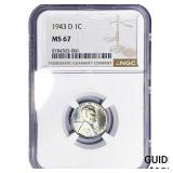 1943-D Wheat Cent NGC MS67