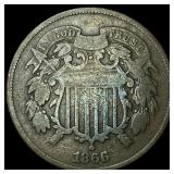 1866 Two-Cent Piece NEARLY UNCIRCULATED