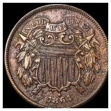 1864 Two-Cent Piece CHOICE AU