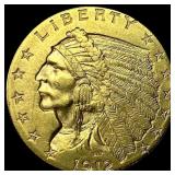 1912 Indian Head Gold $2.5 Quarter Eagle UNCIRCULA