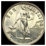 1944-D Philippines Silver 10 Centavos