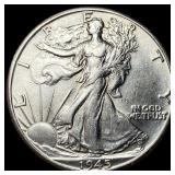 1945-D Silver Walking Liberty Half Dollar UNCIRCUL