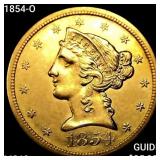 1854-O $5 Gold Half Eagle UNCIRCULATED