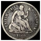 1860 Silver Half Dime LIGHTLY CIRCULATED
