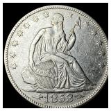 1853 Arrows/Rays Seated Liberty Half Dollar  UNCI