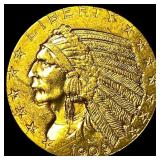 1909 Indian Head $5 Gold Half Eagle UNCIRCULATED
