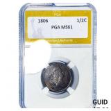 1806 Draped Bust Half Cent PGA MS61
