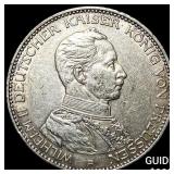 1914A Prussia Whilhelm II Silver 3 Mark