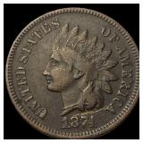 1874 Indian Head Cent NEARLY UNCIRCULATED