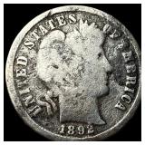 1892-S Silver Barber Dime NICELY CIRCULATED
