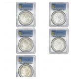 [5 Coins] 1878-1921 Morgan Silver Dollar PCGS Genu