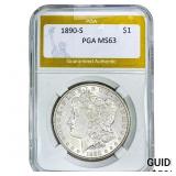 1890-S Morgan Silver Dollar PGA MS63