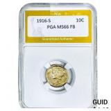 1916-S Mercury Silver Dime PGA MS66 FB