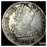 1786-PR Bolivia Charles III Silver 2 Reales Far 6