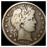 1898 Silver Barber Half Dollar LIGHTLY  CIRCULATE
