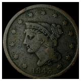 1843 Braided Hair Large Cent LIGHTLY  CIRCULATED