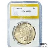 1922-S Silver Peace Dollar PGA MS64