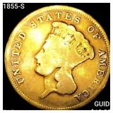 1855-S $3 Gold Piece NICELY CIRCULATED