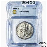 1947-D Walking Liberty Half Dollar ICG MS66