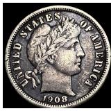 1908-S Silver Barber Dime NEARLY UNCIRCULATED