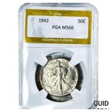 1942 Walking Liberty Half Dollar PGA MS66