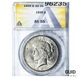 1935 Silver Peace Dollar ANACS AU55