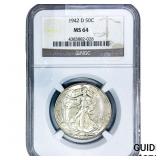 1942-D Walking Liberty Half Dollar NGC MS64