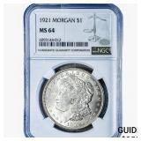 1921 Morgan Silver Dollar NGC MS64
