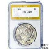 1922 Silver Peace Dollar PGA MS63