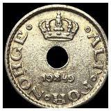 1949 Norway Copper Nickel 10 Ore