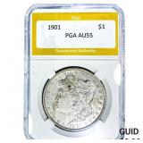 1901 Morgan Silver Dollar PGA AU55