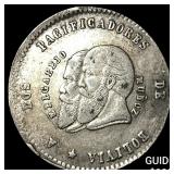 1865 Bolivia Silver 1/2 Melgarejo .2141oz ASW