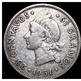 1981 Dominican Republic Silver 25 Centavos
