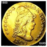 1800 $5 Gold Half Eagle NEARLY UNCIRCULATED