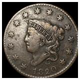 1820 Coronet Head Large Cent ABOUT UNCIRCULATED