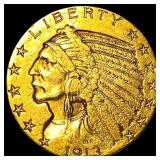 1913 Indian Head Half Eagle $5 Gold CLOSELY UNCIRC