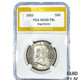 1955 Franklin Half Dollar PGA MS66 FBL, Bugs Bunny